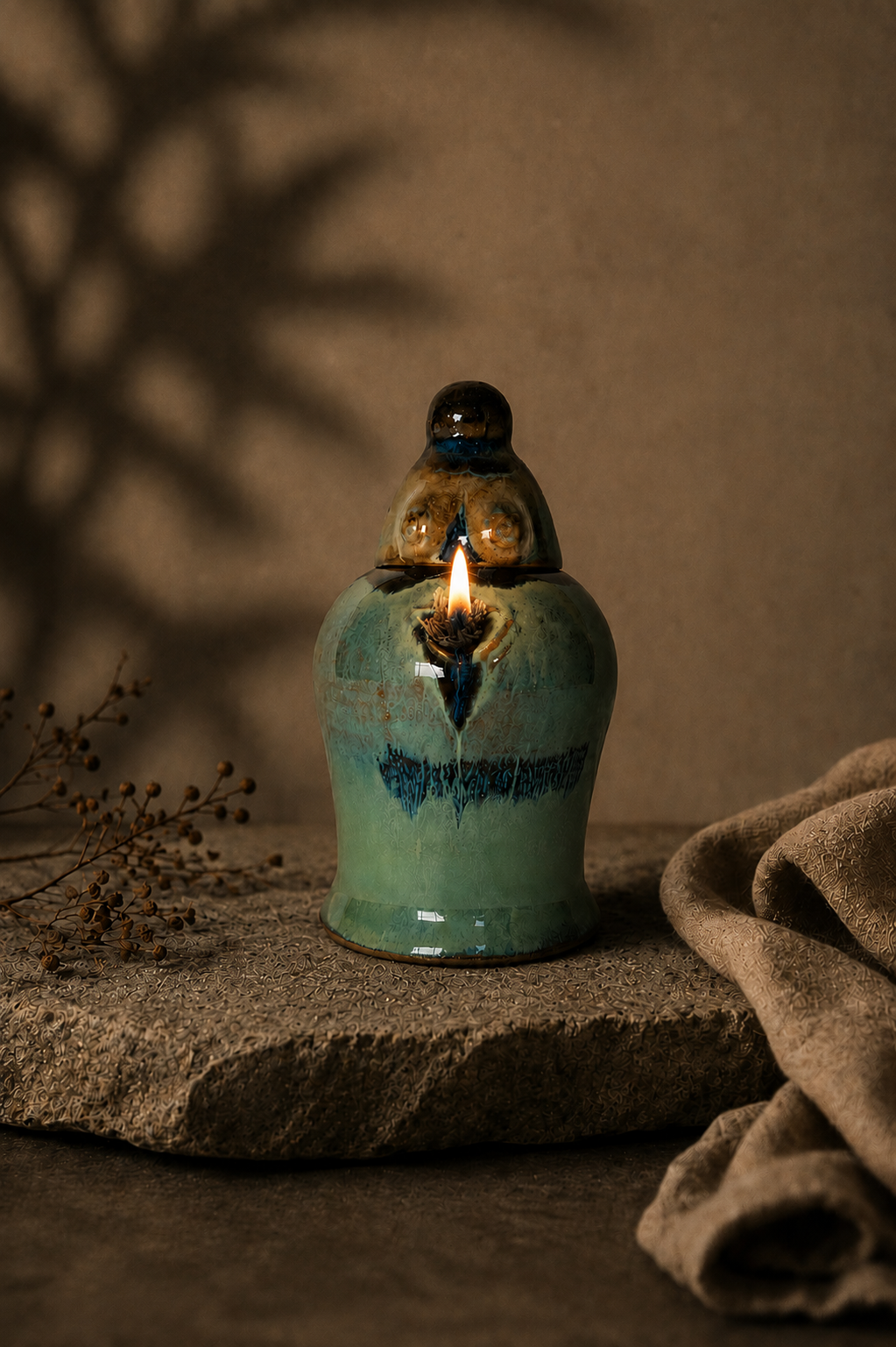 Diosa Mar · Lámpara de aceite artesanal